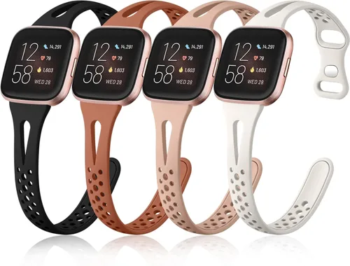 Vista 9 de Odbeai Paquete de 4 correas deportivas delgadas compatibles con Fitbit Versa 2 / Versa/Versa Lite/Versa SE, Versa 2 correas para mujeres y hombres