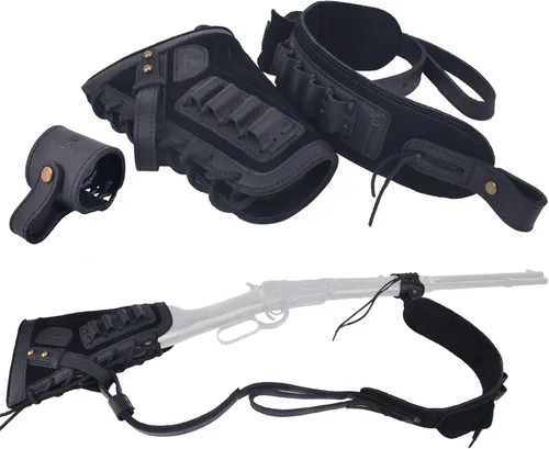 Vista 12 de Eslinga de cuero con soporte de munición de culata para rifles .30-06, .45-70, .308, 410GA