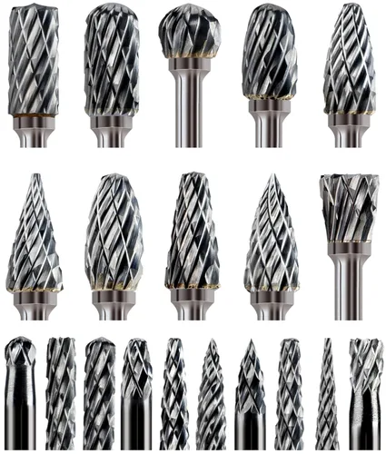 Juego de 20 fresas de carburo de vástago de 1/8 pulgadas compatibles con Dremel Milwaukee, rectificado de metal, madera, piedra, tallado de acero,