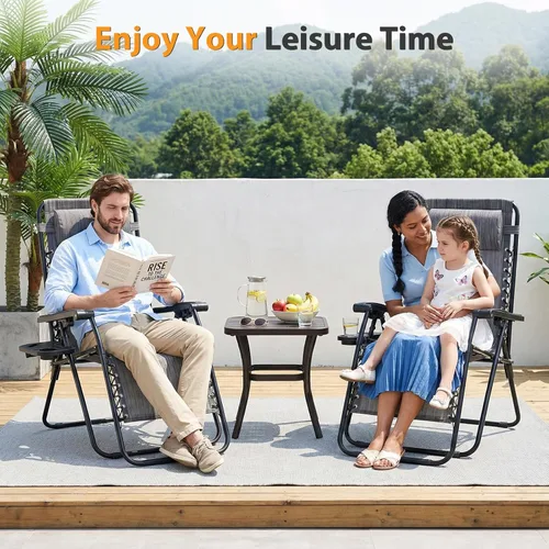 Vista 2 de NEWBULIG Zero Gravity - Juego de 4 sillas reclinables plegables portátiles ajustables para acampar con polel ajustable, respaldo de malla, bandejas