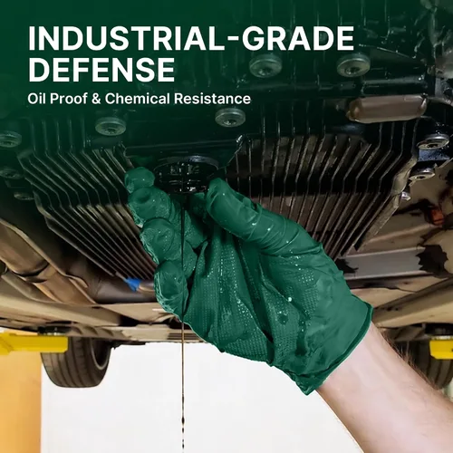 Vista 7 de TitanFlex Heavy Duty Industrial Nitrile Gloves with Raised Diamond Texture, 6-mil, Latex Free (Dark Green/Yellow)