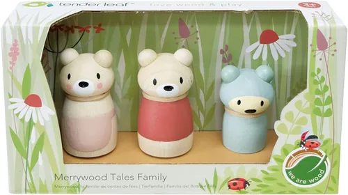 Vista 3 de Tender Leaf Toys - Bear Tales - Juego de muñecas complementarias de casa de muñecas de madera, figuras de 3 piezas de familia de osos para niños