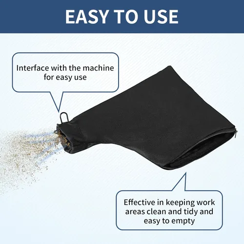 Vista 4 de Bolsa de polvo para sierra ingletadora para 255, paquete de 2 bolsas colectoras de polvo con cremallera y soporte ajustable con cable, compatible