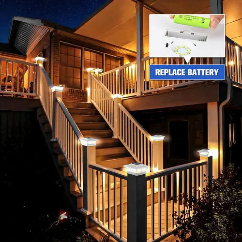 Vista 5 de VOLISUN - Faroles solares para postes de 4x4/6x6, para cercas de madera/vinilo, para patio/jardín, blanco cálido con 2 modos de iluminación