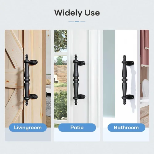 Vista 5 de EaseLife Manija de puerta de granero de 9 pulgadas, agarre de aluminio negro rústico, manijas de puerta, fácil instalación