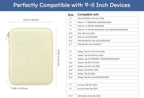 Vista 2 de Dadanism Funda para Tablet de 9-11 Pulgadas Bolsa Estuche de Transporte para iPad (A16) 11ª Gen 11", iPad 10ª Gen 10.9" Air 5/4, i-Pad Air/Pro 11