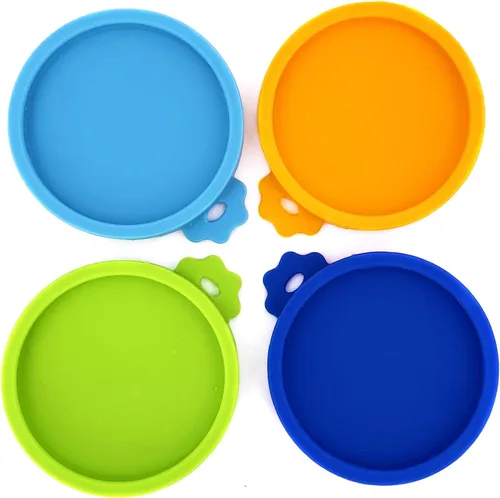 Comtim Paquete de 4 tapas para latas de comida para gatos, tapas de silicona para latas de comida para mascotas pequeñas de 3 onzas