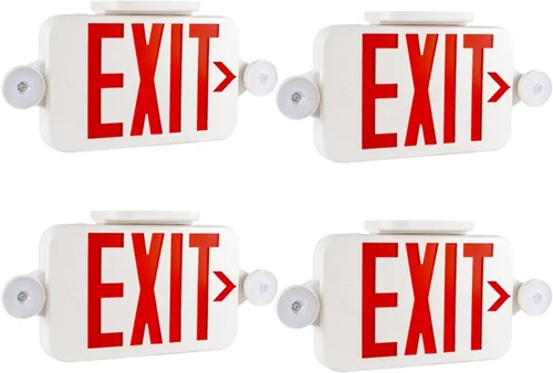 Vista 13 de Gruenlich Combo de señal de salida LED con luces de emergencia, cabezales ajustables y doble cara, respaldo de batería, calificación UL 924, CA