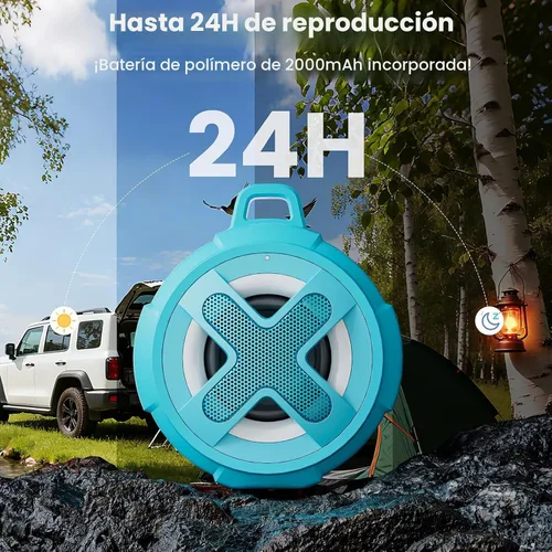 Vista 5 de Altavoz Bluetooth impermeable IP67 actualizado, funda de silicona, sonido profesional de 10 W y graves profundos, tiempo de reproducción de 24