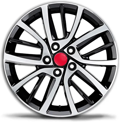 Vista 4 de Biomar Labs® 4 bujes universales de aleación central de rueda compatibles con VW Número de pieza: 3B7601171 Tapacubos centrales negro rojo brillante