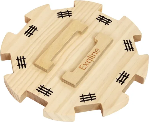 Exqline Wooden Hub for Mexican Train Dominoes with Felted Bottom Mexican Train Centerpiece Made of Superior Pine