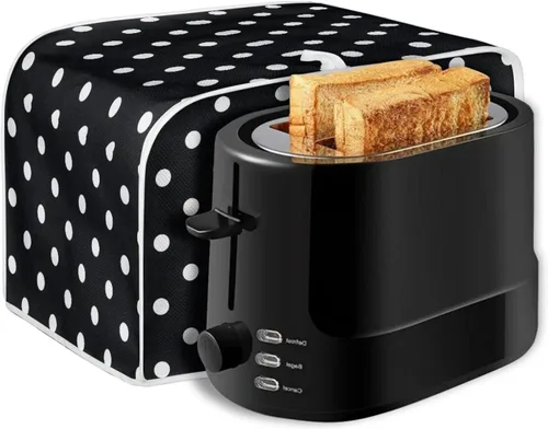 Vista 6 de Dreaweet Cubierta para tostadora de lunares de 2 rebanadas de ranura larga, cubierta para horno tostador, cubierta para pan, cubiertas antipolvo