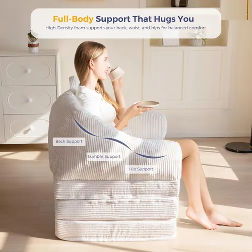 Vista 8 de MAXYOYO Sofá cama plegable con respaldo, sofá cama plegable sin hueso con asa, puf convertible 2 en 1, sillón a sofá tumbona, cómodo sofá plegable