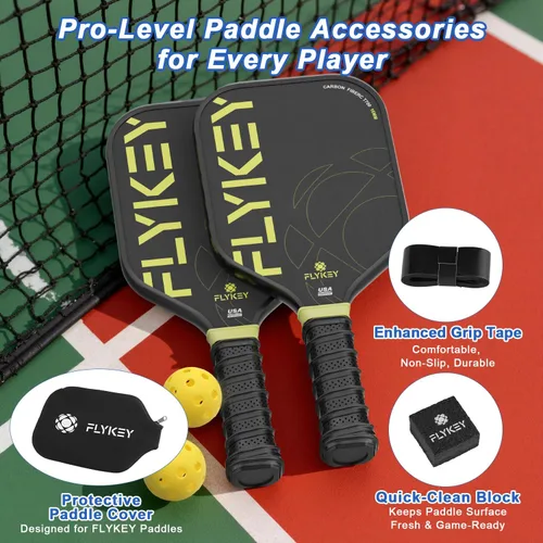 Vista 7 de FLYKEY Pickleball Paddles, T700 Carbon Fiber Pickleball Paddle with a 16mm Shark Power Polymer Core, USAPA Approved Pickle Ball Paddle, Strong Spin