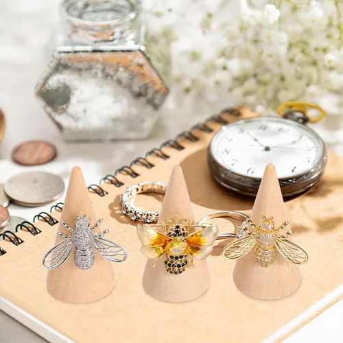 Vista 9 de EXCEART Cono de madera sin pintar, 10 unids 1.0x2.0 in Cono de artesanía de madera DIY y sin pintar ornamento para pintar anillo titular joyería