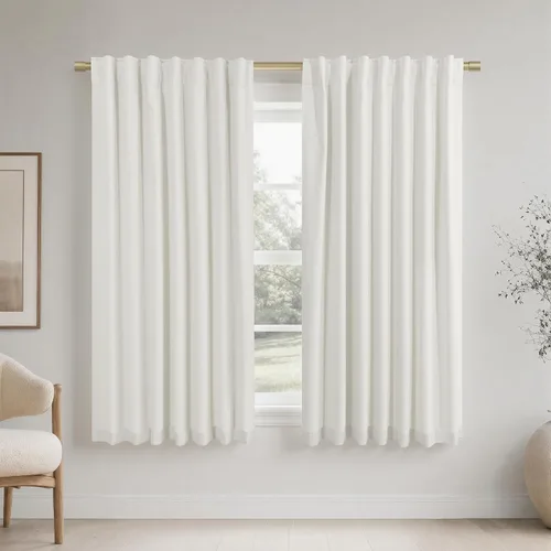 Vista 101 de KOUFALL Cortinas opacas de lino de 24 pulgadas de largo, cortinas térmicas cortas para oscurecer la habitación, cortina de baño para cocina sobre