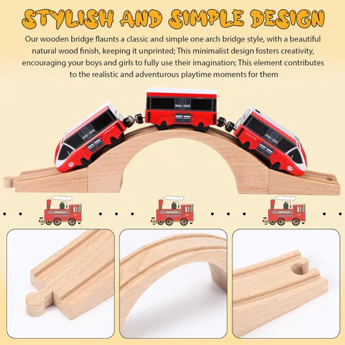 Vista 3 de Kigley Vía de tren de madera Expansión de madera Accesorios de pista de tren Puente de madera para la mayoría de ferrocarriles de juguete