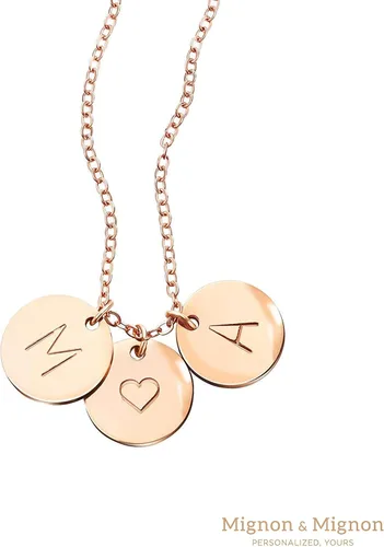 Vista 4 de Delicado collar de disco con iniciales Collar con iniciales de oro rosa Regalo personalizado de mejor amiga o dama de honor.