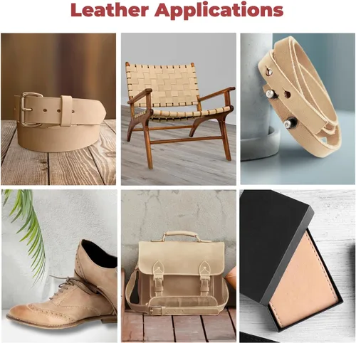 Vista 5 de ELW - Correa de cuero, 10-11 onzas, 1.5 pulgadas de ancho x 40", cinturón de cuero de vacuno curtido vegetal en blanco, tiras de cuero, manualidades