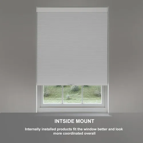 Vista 2 de Persiana celular opaca para ventana, sin cables, con protección UV, aislamiento fácil de instalar para dormitorio, oficina, sala de estar, beige