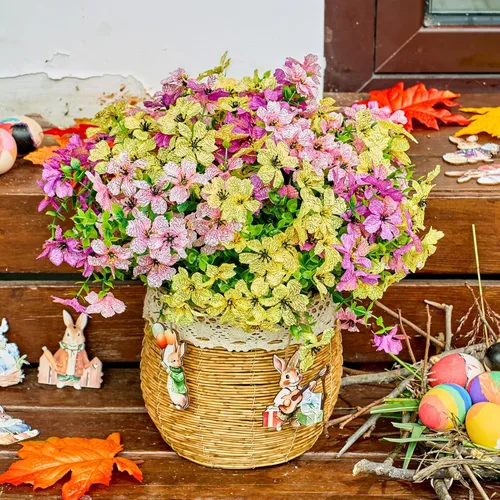 Vista 35 de Tallos de eucalipto, ramas de hojas de eucalipto artificiales, 12 paquetes de plantas artificiales para el hogar, oficina, ramo de flores, centro