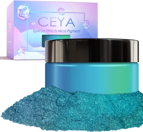 Vista 11 de Ceya Polvo de mica camaleón, 1.8 onzas/1.76 oz de polvo cromado Midnight Dream Chrome, pigmento de cambio de color con efecto nacarado de grado