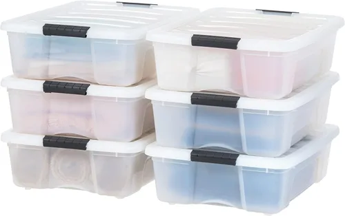 Vista 14 de IRIS Contenedores de almacenamiento de plástico apilables de 32 cuartos de galón con tapas, paquete de 6 unidades, sin BPA, fabricados en Estados