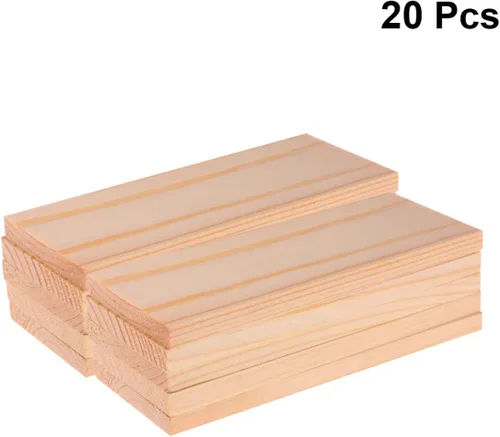 Vista 4 de Tableros de madera rectangulares de madera sin terminar, hojas de bloques de tallado para artes, manualidades, pintura, 1.6x3.9 in