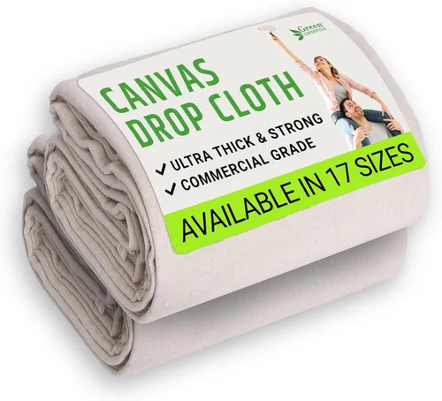 Vista 7 de GREEN LIFESTYLE Telas de caída de lienzo multiusos - Tela de caída para pintar, cubierta de piso, protección resistente para muebles y superficies