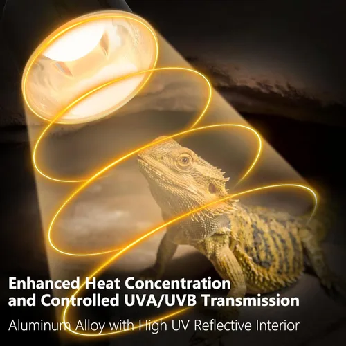 Vista 3 de Luminaria para Reptiles Domo Profundo de 5.5 pulgadas con Interruptor, Cubierta Reflectante Óptica para Bombillas de Calentamiento UVB/UVA