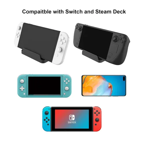 Vista 2 de Stand Base Compatible with Valve Steam Deck 2021, Steam Deck Accessories Holder Stand - Black