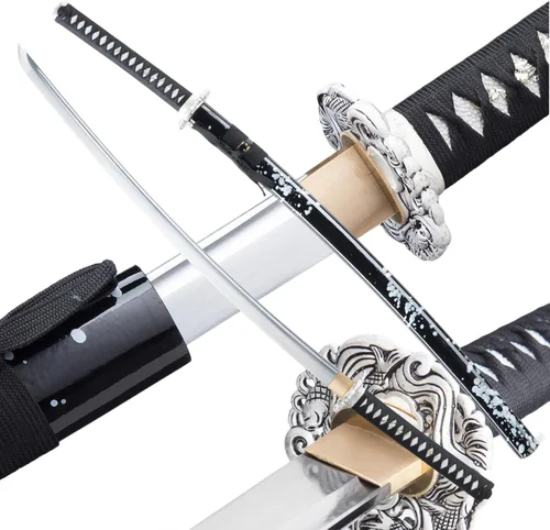 Vista 11 de Katana afilada hecha a mano, arcilla tradicional de acero templado 1060/9260/T10, espada Katana real de espiga completa, auténtica espada samurái