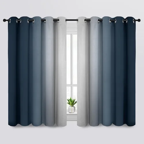 Vista 205 de SimpleHome Cortinas degradadas degradadas para oscurecer la habitación de 36 pulgadas de largo para dormitorio, con ojales y bloqueo de luz Negro