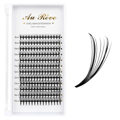 Vista 32 de Extensiones de pestañas en Y de colores, YY, extensiones de pestañas postizas en abanico, extensiones de pestañas marrones, rizo D, 0.003 in