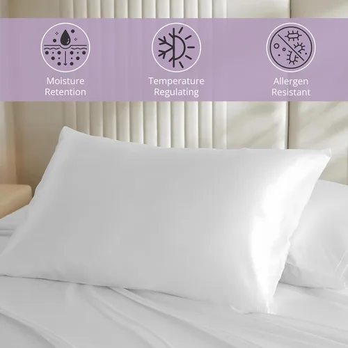 Vista 3 de Mulberry Park Funda de almohada 100% seda, 19 momme, seda de morera grado 6A, cierre de sobre profundo, color negro/estándar (20 x 26 pulgadas)