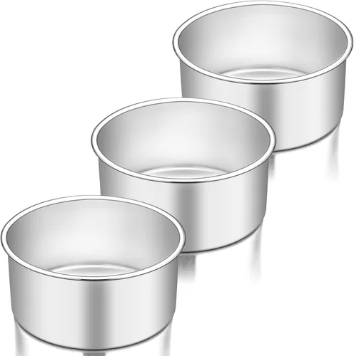 Vista 9 de TeamFar Molde para pasteles de 6 pulgadas, molde redondo profundo de acero inoxidable para hornear pasteles para bodas, fiestas de cumpleaños,