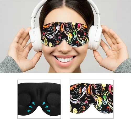 Vista 6 de Máscara para dormir 3D, 100% opaca 3D, antifaz contorneada para dormir, cómoda y súper suave, con correas ajustables para mujeres, hombres, dormir