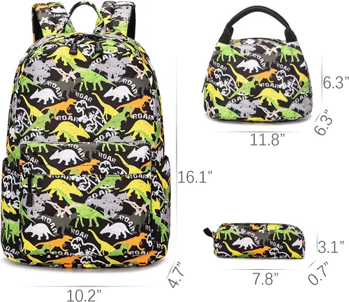 Vista 6 de Ecodudo - Morral ligero para niños y niñas, lindas mochilas escolares con lonchera