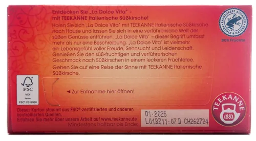 Vista 3 de Teekanne Té de cereza dulce italiana 20 bolsas/1ct. Hecho en Alemania