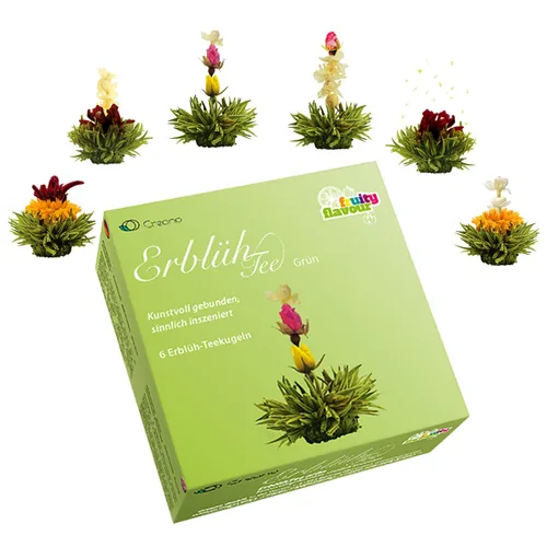 Vista 8 de Creano Flores de Té en Taza - Té Floreciente - 8 Tés Florecientes en 4 Variedades Diferentes - Té Verde