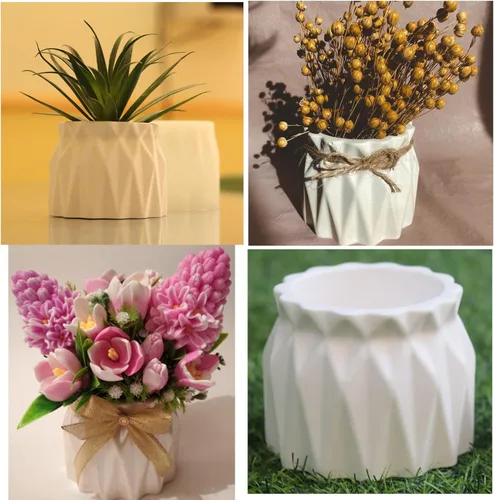 Vista 7 de Molde de Silicona para Florero de Flores Secas, Maceta de Concreto, Plantas Suculentas, Molde de Cemento Yeso Arcilla para Frasco de Vela/Contenedor