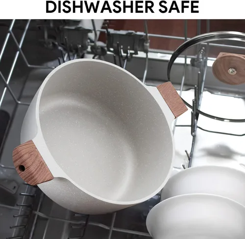 Vista 7 de Nonstick Die Casting Stock Pot,6Qt Elegant Aluminum Ceramic Casserole with Lid, Induction Bottom