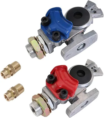 Vista 8 de KOOTANS Gladhands en ángulo de 37 grados, 1 par de aluminio fundido a presión, kit de apretón de manos, manguera de aire, conector de acoplamiento