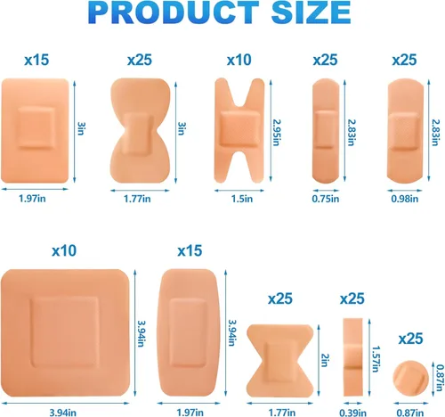 Vista 2 de Paquete variado de vendajes, 200 vendajes surtidos a granel, vendaje adhesivo grande para la punta de los dedos, vendaje impermeable transpirable