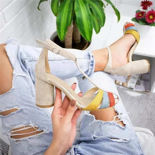 Vista 6 de Tenis de moda para mujer, de gamuza de verano, con bloques de color, tacón alto, estilo casual, para mujer