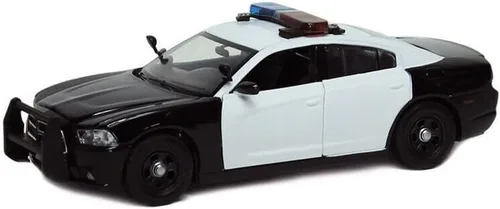 Motor Max Dodge Charger Pursuit 2011 sin marcar con luces y sonidos, blanco y negro 79533-1/24 escala Diecast Model Toy Car
