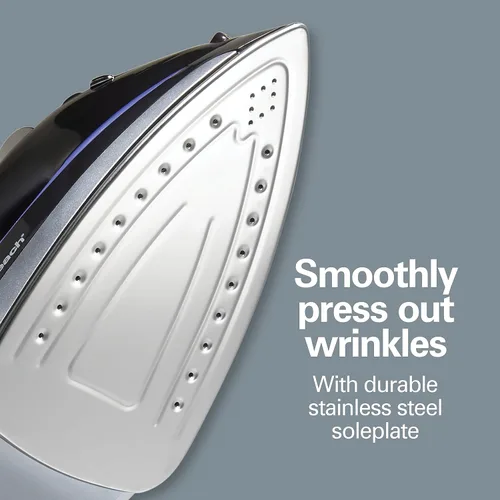 Vista 2 de Hamilton Beach Plancha de Vapor para Ropa y Vaporizador de Prendas con Suela de Acero Inoxidable Smooth Press, 1200 Vatios, Cable Retráctil de 8