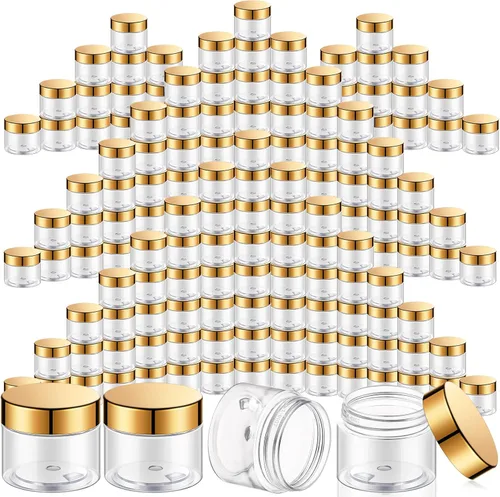 Vista 13 de SATINIOR 100 tarros de plástico con tapas, recipientes pequeños, tapas de boca ancha, pequeños recipientes de plástico para loción, crema, diamantes