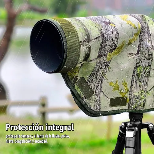 Vista 4 de Cubierta de lluvia para cámara con ventana de visión que se abre y diseño de montaje en correa, protector de funda impermeable para cámara (M)