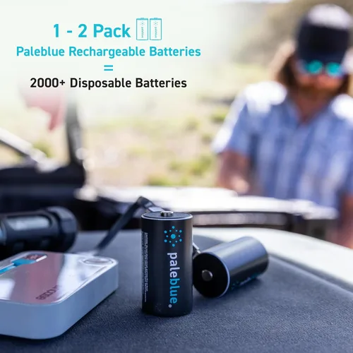 Vista 4 de Pilas C recargables con cargador USB de Pale Blue, iones de litio 1.5 V 2800 mAh, se cargan menos de 3.5 horas, más de 1000 ciclos, cable de carga